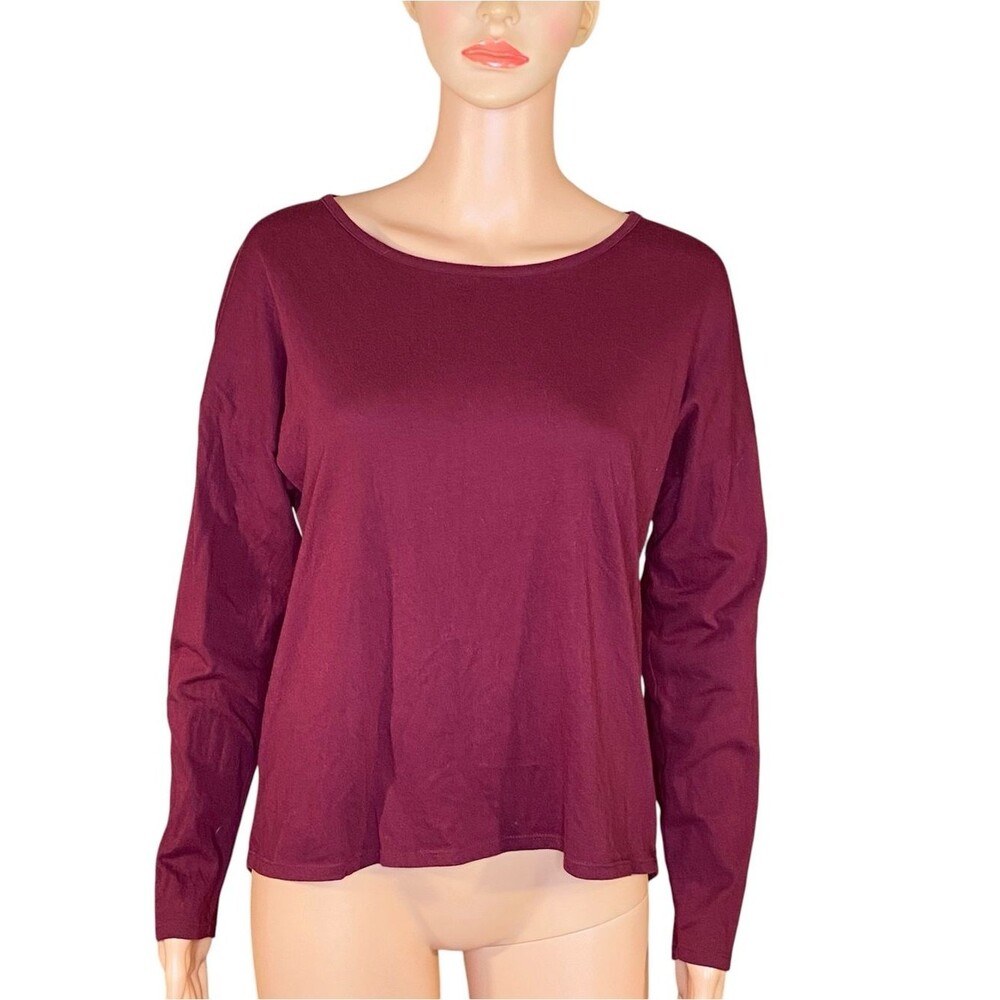 Old Navy Softest Tee Burgundy Long Sleeve Crewneck Cris Cross Girls Size XXL 18
